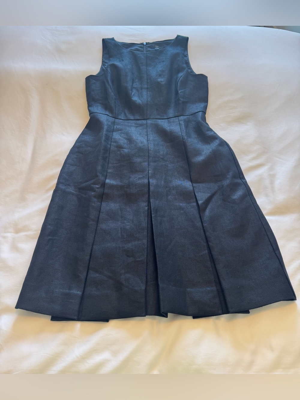 J. Crew Women’s Black Sleeveless Pleated Linen Dress